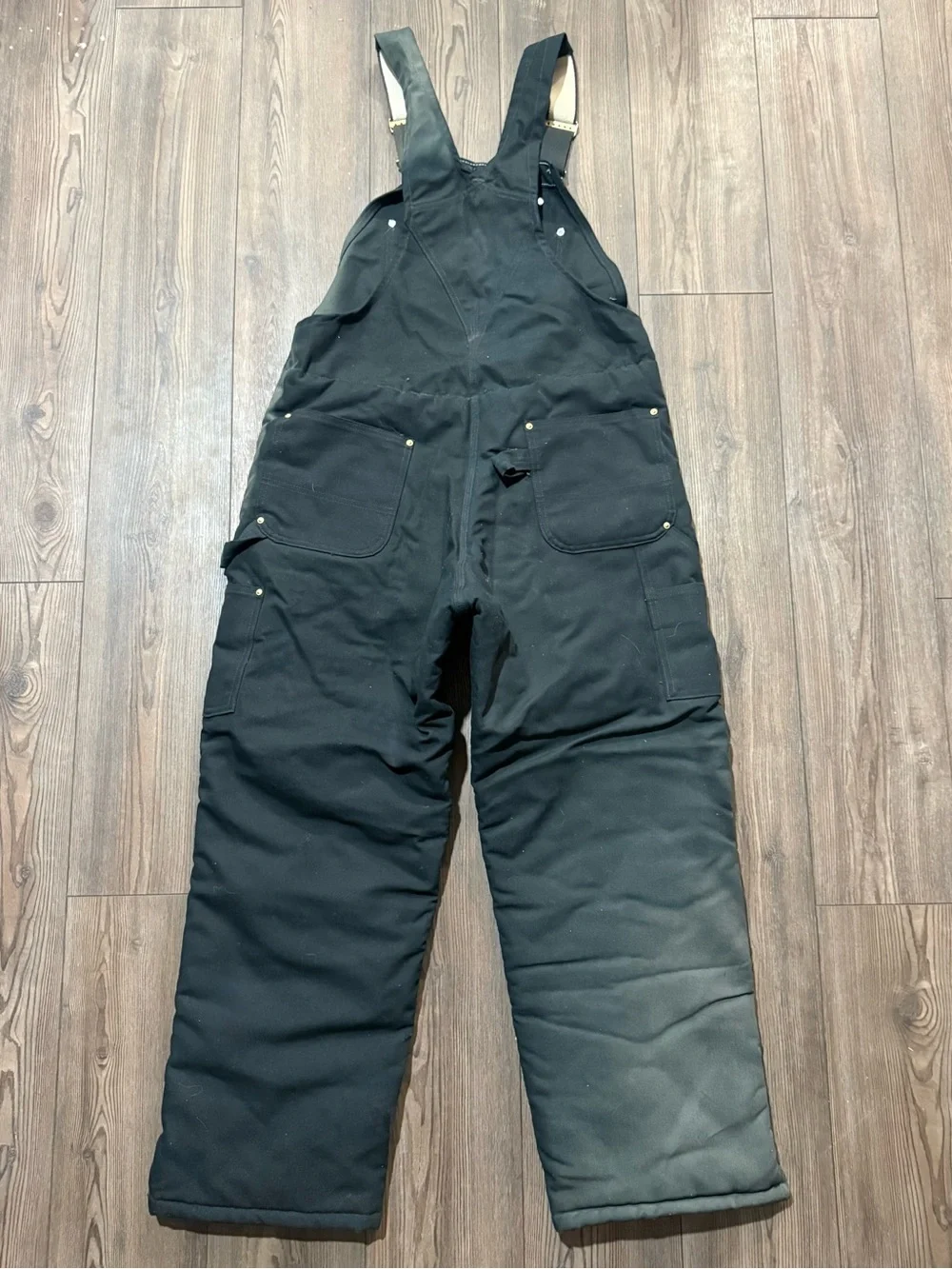 Vintage Y2K Carhartt R03 BLK Insulated Duck Bib Overalls 38x30 - Picture 3 of 5